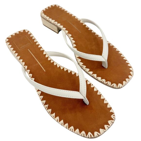 Dolce Vita Barty Thong Flip Flop Sandals in Ivory Leather Shoes Size US 9.5 - Picture 7 of 11